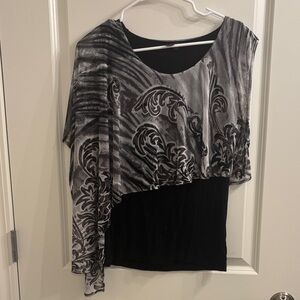 Simon Chang Black and Gray Asymmetrical Top